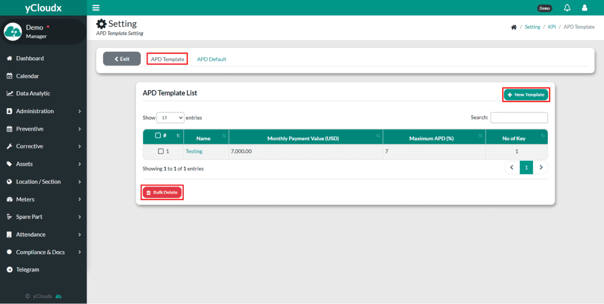 How to add, update or delete APD template? - yCloudx